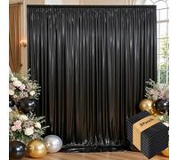 leegleri 40ftx10 ft Black Glitter Sequin Backdrop Curtain for Parties, Wrinkle Free Sparking Backdrop Drapes, 8 Panels 5x10ft Shimmer Photo Back Drop Cloth for Wedding Birthday Photography Background