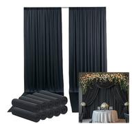 leegleri 50ftx14FT Wrinkle Free Black Backdrop Curtain, 10 Panels, 14FT Height, Silky Polyester, Multi-purpose