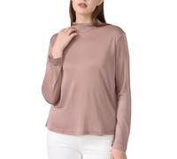 Leegolucky Women's Mulberry Silk Thermal Tops Underwear Long Johns Shirt Mock Neck Lightweight Silk Blouse Baselayer Undershirts (Brown,L)