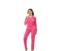 LeeHanTon 2 Piece Outfits Velour Tracksuit Womens Sweatpants and Sweatshirt Sweatsuits Set Velvet Fall Hoodies and Pants, Pink, X-Large