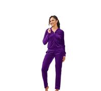 LeeHanTon Velvet Tracksuit Womens 2 Piece Outfit Sweatpants and Hoodie Velvet Warm Plus Size Velour Tracksuit Womens, Purple, Large