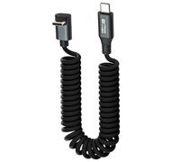 Leehitech 0.5M-1.8M Stretchable USB C Cable,Spring Right AngleType C Cable Fast Charging Coiled USB-C to USB-C Lead for Car,Samsung Galaxy, iPhone 16/15 Series,Google Pixel, Macbook, iPad