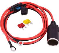 Leehitech 1.2M 12V/24V Car Charger Extension Cord, Female to O-ring Terminal Blocks 16AWG Heay Duty Extension Cable With Waterproof Cover for Vehicle Equipment, Car, Boat, Truck, RV, Tire Inflator