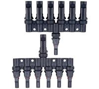 Leehitech 1 Pair T Branch Solar Panel Parallel Connector, 1 to 6 (M/6F to F/6M) Solar Cable Wire Splitter Connectors, IP67 Waterproof Parallel Plug for 2.5mm簡/4mm簡/6mm簡 Solar Panel