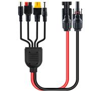 Leehitech 1M/3.28FT 4 in 1 Solar Panel Charging Cable, 16AWG Universal Solar Plug to Anderson/XT60/DC7909/DC5521 Connectors for Solar Panel, Portable Power Station, Solar Generator