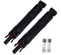 Leehitech 2×15A Solar Fuse Holder Inline with Male and Female Connector for Solar Panel and Solar Controller, Waterproof Solar Fuse Connector, Solar Surge Protection Device