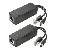Leehitech 2 Pack 100M PoE Splitter, 12V/2A Output with IEEE 802.3af/at Standard and 10/100Mbps Data Transfer 5.5x2.1mm DC Plug Cable POE Splitter Adapter for Security Camera CCTV Surveillance