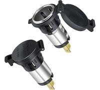 Leehitech 2 Pack 12V/24V Cigarette Lighter Socket, 120W Waterproof Marine Grade Car Cigarette Lighter Female Socket with Dustproof Cover for Boat, Motorcycle, Riding Mower, Car, Tractor