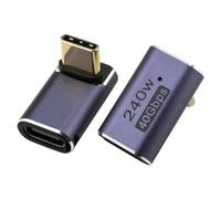 Leehitech 2 Pack 40Gbps USB C to USB C Adapter, 240W Fast Charging Right Angle USB C Male to Female Adapter, Support 8K Display Thunderbolt 4/3 Compatible for iPhone 16/15, Macbook, Laptop