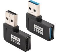 Leehitech 2 Pack Right Angle USB A Adapter, (Left+Right) 10Gbps USB 3.2 Gen2 A Male to A Female Adapter, Support 5V/3A Safe Charging High Speed Data Transfer for Phones, Laptop, Power Bank, Hard Drive