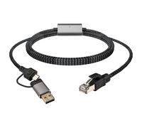 Leehitech 2M/6.56FT Gigabit USB-A/USB-C to Ethernet Cable, 1000M High Speed USB to RJ45 LAN Cable, Plug and Play, No Delay for Smartphone, Laptop, PC, MacBook, Switch, Windows, macOS, Linux