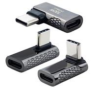 Leehitech 3 Pack 100W Right Angle USB C Adapter, 20Gbps L-Shape USB 3.2 Male to Female Adapte, Support 8K Display Thunderbolt4 for iPhone 16/15 Series, MacBook, iPad, Samsung Galaxy S24
