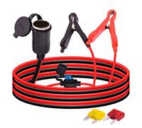 Leehitech 3M/10FT 12V/24V Car Charger Extension Cord, Female Socket to Battery Clips 16AWG Heay Duty Extension Cable With Waterproof Cover for Vehicle Equipment, Car, Boat, Truck, RV, Tire Inflator