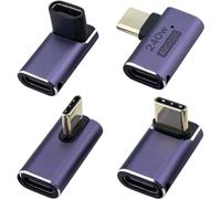 Leehitech 40Gbps USB C to USB C Adapter, 240W Fast Charging Right Angle USB C Male to Female Adapter, Support 8K Display Thunderbolt 4/3 Compatible for iPhone 16/15, Macbook, Laptop (4 Pack)