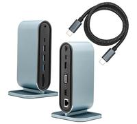 Leehitech Dual Monitor USB C Docking Station,12-in-1 Type C Multi Adapter with 4K HDMI, 1080P VGA, 4*USB 3.0, 100M RJ45, PD100W, SD/TF, 3.5mm Headphone Jack, Type C 2.0 for MacBook, iPad, Lenovo, HP