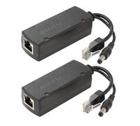 Leehitech PoE Splitter 12V 1.2A Output with IEEE 802.3af/at Standard Compliant,10,100Mbps Power Over Ethernet Splitter 5.5x2.1mm DC Plug for Security Camera, AP, VOIP Phone, 2 Pack