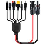 Leehitech Universal Solar Panel Extension Cable 1 Meter, 6 in 1 Solar Adapter Cable with XT60, Anderson, DC7909 & DC5521, DC6530, DC35135 Connectors for RV Portable Power Station