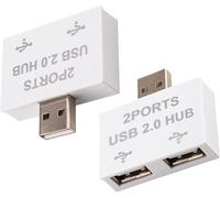 Leehitech USB 2.0 Hub, 2-Port USB Expander, 480 Mbps Data Transfer, Supports Charging & Data Transfer for MacBook, Laptop, Smartphone - 2 Pack, White