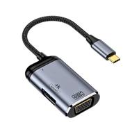 Leehitech USB C Dual Screen Display Hub, 3-in-1 USB C to HDMI Adapter with 1080P VGA, PD 100W Fast Charging for iPhone 16/15 Series, iPad Pro, MacBook Air/Pro, Galaxy S24, Dell, Steam Deck