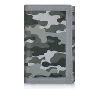 Leehoom Kids Wallet for Boys Girls, Trifold RFID Wallet with Key Chain and Zipper Pocket for Kids 4-18 Novelty Birthday Gifts, Coin Pouch Purse for Children Teens Outdoor Sports, B18-Camo Gray