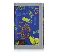 Leehoom Kids Wallet for Boys Girls, Trifold RFID Wallet with Key Chain and Zipper Pocket for Kids 4-18 Novelty Birthday Gifts, Coin Pouch Purse for Children Teens Outdoor Sports, B16-Game Blue