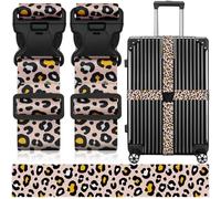 LEEHOOM Luggage Straps Suitcase Belts Wide Adjustable Packing Straps, Bright Color Adjustable Luggage Belts, 2 Packs, Leopard