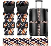 LEEHOOM Luggage Straps Suitcase Belts Wide Adjustable Packing Straps, Bright Color Adjustable Luggage Belts, 2 Packs, Irregular Block