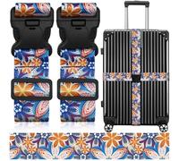 LEEHOOM Luggage Straps Suitcase Belts Wide Adjustable Packing Straps, Bright Color Adjustable Luggage Belts, 2 Packs, Orange Blossom