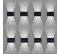 Leehui 8 Pack Solar Wall Lights Outdoor, 6 LED Waterproof Solar Fence Lights Up and Down Front Door Lamps for Garden Decoration, Yard, Pathway (Bright White, 8 Pack)