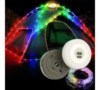 Leehui Camping String Lights, Portable LED Strip Light, USB Rechargeable IP65 6M RGB Rope Tent Star Lantern for Campsite, Awning, Kids Play Area, Bedroom, Car, Backyard, (RGB&APP, Green)