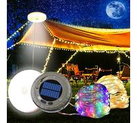 Leehui Solar String Light Outdoor Garden, Stowable Fairy Lights, USB Rechargeable LED Strip Light, Retractable Camping Light Portable Tent Lantern for Campsite, Indoor, Awning, Backyard (Green)