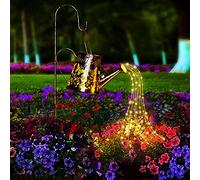 Leehui Solar Watering Can Lights Garden Decorations, Large Waterproof Warm White Butterfly Hollow Lamp with 91 LED for Outdoor Lawn Patio Yard Pathway Walkway (with Bracket) (Flash Pattern)