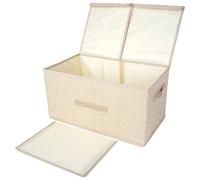 Leehui Store Large Cube Storage Boxes With Lids - 40L Foldable Fabric Organiser With Handles - Bathroom Baskets for Clothes, Toys, Books, Bedding or More (Creamy-White)