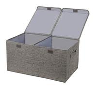 LeeHui Store Large Cube Storage Boxes with Lids - Foldable Fabric Storage Box with Handles - 40L Organiser for Bathroom, Clothes, Toys, Books, Bedding or More (Grey)