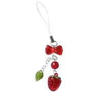 LEEINTO Cute Pink Cherry Cellphone Strap Strawberry Pendant Keychain for Backpack Charm Dainty Phone Strap Keyring