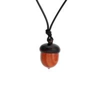 LEEINTO Necklace Vintage Wooden Acorns Pendant Necklace Handmade Acorn Storage Leather Cord Choker Necklace For Women Party Jewelry Gift