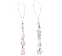 LEEINTO Phone Lanyard Female Cute Beaded Phone Shell Pendant Accessories Package Decoration Keychain