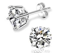 Leejory Moissanite Stud Earrings for Men and Women, S925 Sterling Silver, 18K White Gold, 1-4K D Color, VVS1 Clarity, Faux Diamond, Gift for Birthday, Anniversary, (7.5MM 1.5ct)*2, Gemstone, white