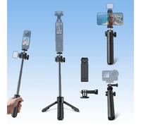 Leekai PX05 0.01S Auto Open 11.8" Extension Pole Mini Tripod, 360° Rotation Invisible Selfie Stick w/Cold Shoe&Claw Adapter&Phone Holder for Osmo Pocket 4/3, Action 6/5 Pro/4/3, insta360 X5/X4/X3