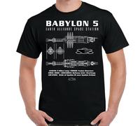 LEEKATO Babylon 5 Space Station Schematic Adult Shirt Black