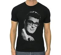 LEEKATO Buddy Holly T Shirt Printed Black Graphic Top Tee for Men