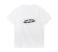 LEEKATO Call Me If You Get Lost Awesome Print T Shirt Short Sleeve Summer Crewneck Oversized Cozy T-Shirt White