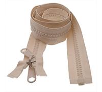 Leekayer 2PCS #10 24 Inch Heavy Duty Zippers for Sewing Separating Large Plastic Zippers Beige Tape with Double Pull Tab Slider, Sleeping Bag, Boat, Canvas, Cover, Trampoline, Dog Bed,Tent (24" 2pcs)