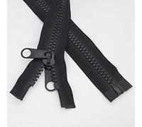 Leekayer 2PCS #10 30 Inch Heavy Duty Zippers for Sewing Separating Large Plastic Zippers Black Tape with Double Pull Tab Slider, Sleeping Bag, Boat, Canvas, Cover, Trampoline, Dog Bed,Tent (30" 2pcs)