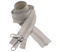 Leekayer 2PCS #10 60 Inch Heavy Duty Zippers for Sewing Separating Large Plastic Zippers Gray Tape with Double Pull Tab Slider, Sleeping Bag, Boat, Canvas, Cover, Trampoline, Dog Bed,Tent (60" 2pcs)