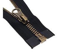 Leekayer 2pcs #5 24 Inch Metal Zippers for Jackets Sewing Coats Crafts Antique Brass Separating Zipper 60CM Metal Zipper Heavy Duty (24" Antique Brass)