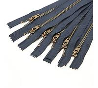 Leekayer 8 Inch Brass Zipper 3# Jeans Closed End Zipper for Boots Bags Backpack Sewing 8" Bulk 6pcs (Navy-Brass)