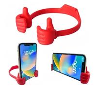 Leekeer Thumbs Up Adjustable Silicone Phone & Tablet Stand - Portable Hands-Free Lazy Holder for Office Desk, Kitchen Counter, Travel & Bedroom - Non-Slip E-Reader Stand for Video Calls(Red)