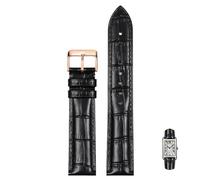 LEEKONENU Genuine Leather Watch Strap For Longines DolceVita L5.255 512 528 Red Watchband(Black r1,18mm)