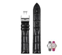 LEEKONENU Genuine Leather Watch Strap For Longines DolceVita L5.255 512 528 Red Watchband(Black s2,18mm)